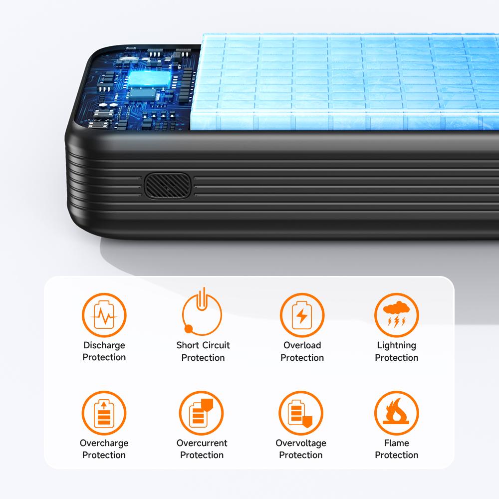 Hoco. Q37 10000mAh 22.5W Power Bank with Built-in USB-C/Lightning Cables, PD20W Fast Charging, Digital Display