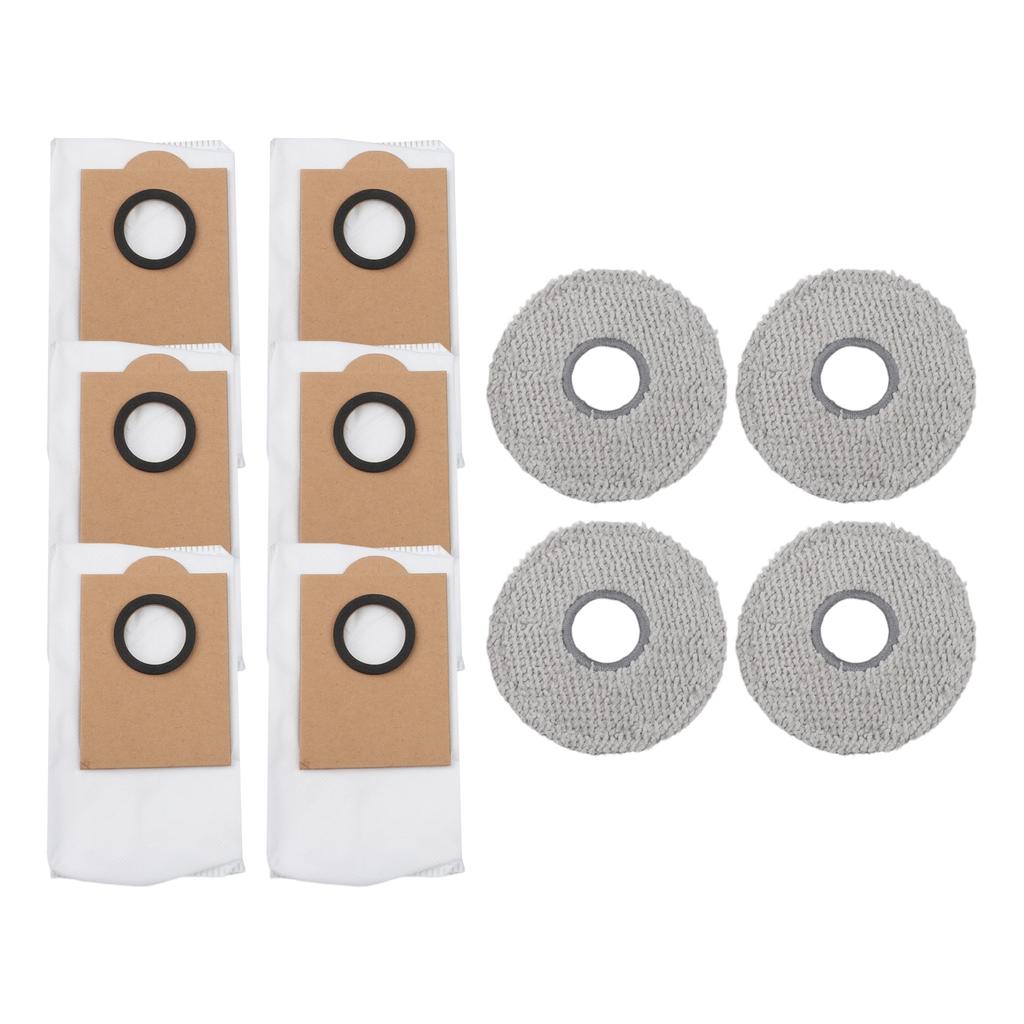 4 Microfiber Floor Mop Cloths and 6 Dust Collection Bags for LEFANT For M3 and For M3 For Gen2 Robot Vacuum Cleaner