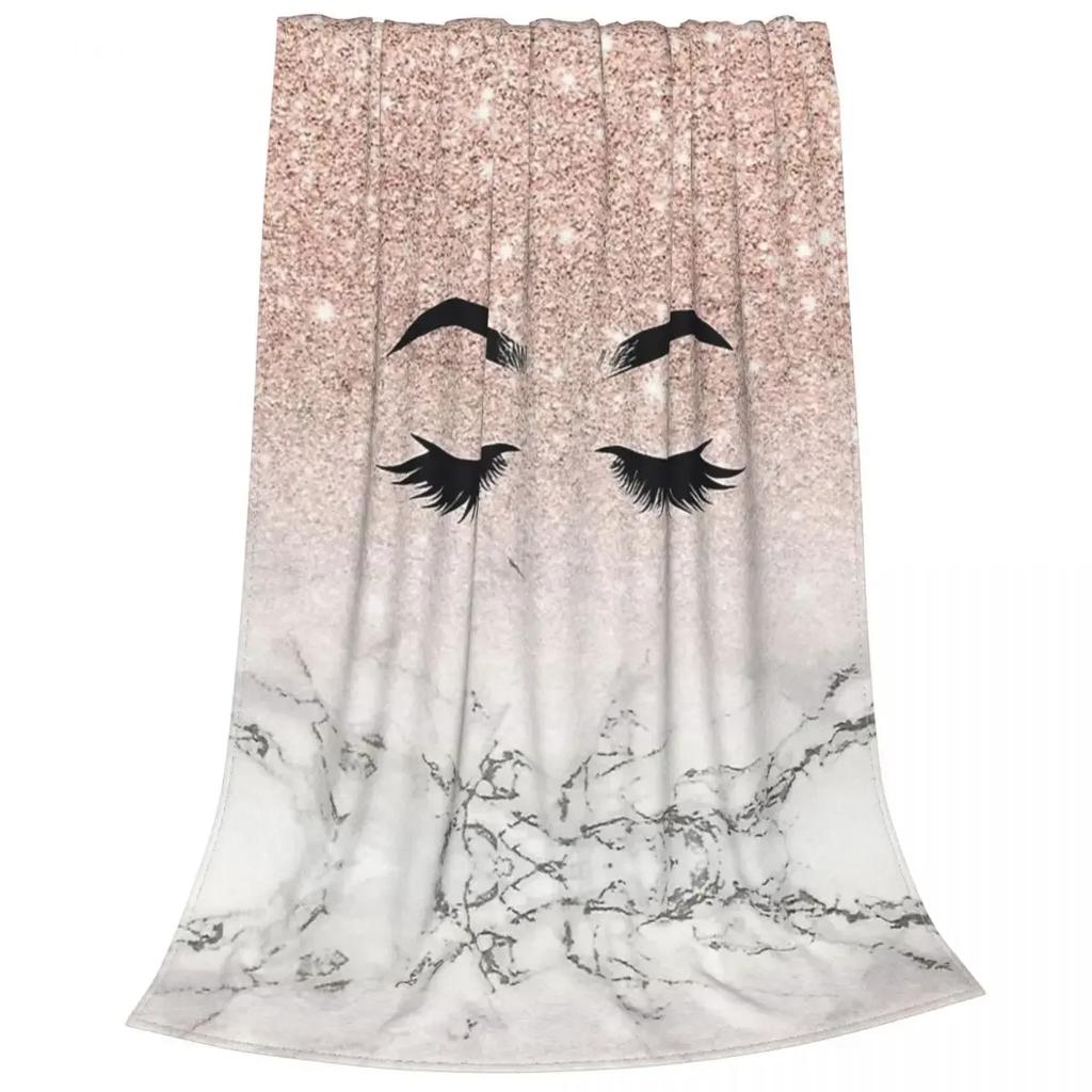 Cute Closed Eyes Plush Blanket Cartoon Beauty Eyelash Funny Throw Blanket Flannel Warm Soft for Home Hotel Sofa 125*100cm