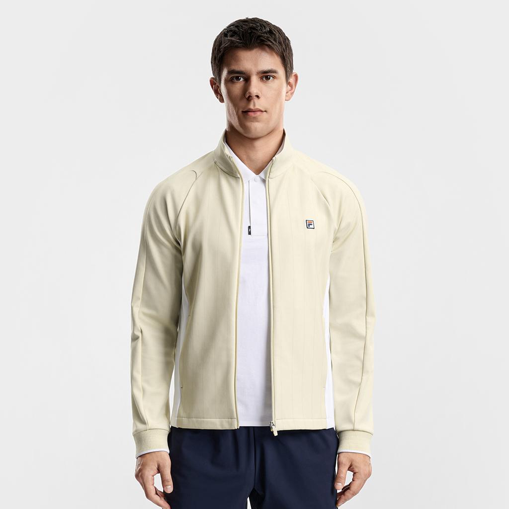 FILA Tennis Minimalist Classic Sports Tennis Style Casual Comfortable Versatile Knitted Jacket Men jackets Apricot A11M613511FBG