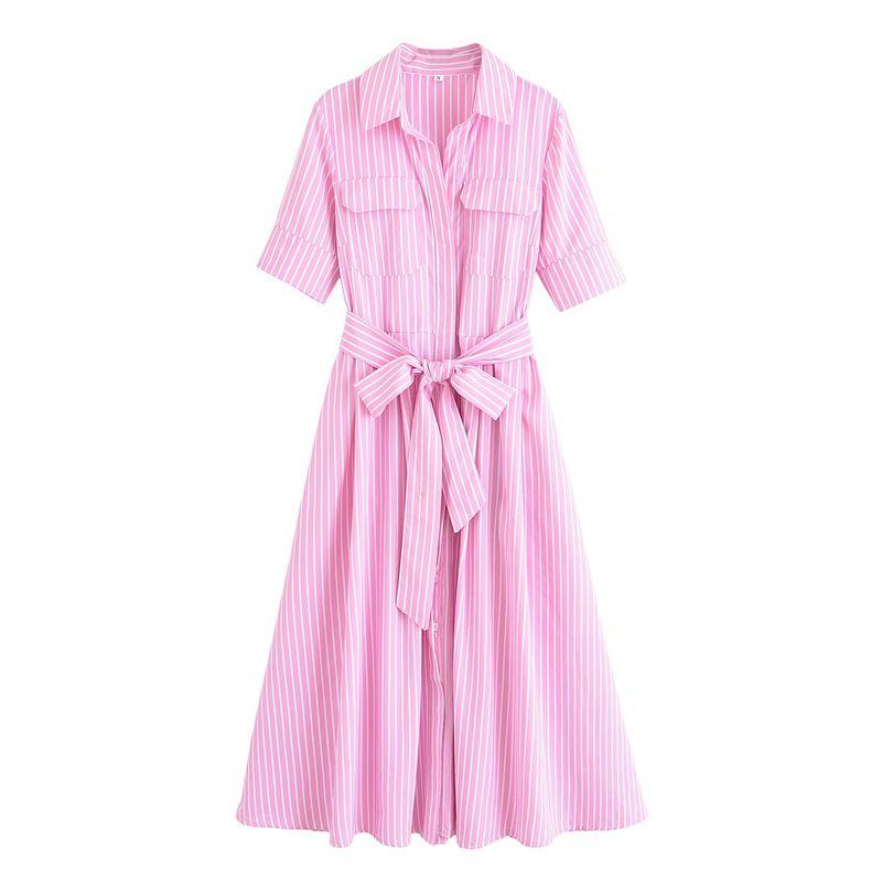 Za Export New Arrival Women's Clothing ZR Fashion Style Fashion Silm Waist-Controlled Lace-up Poplin Dress 2640360