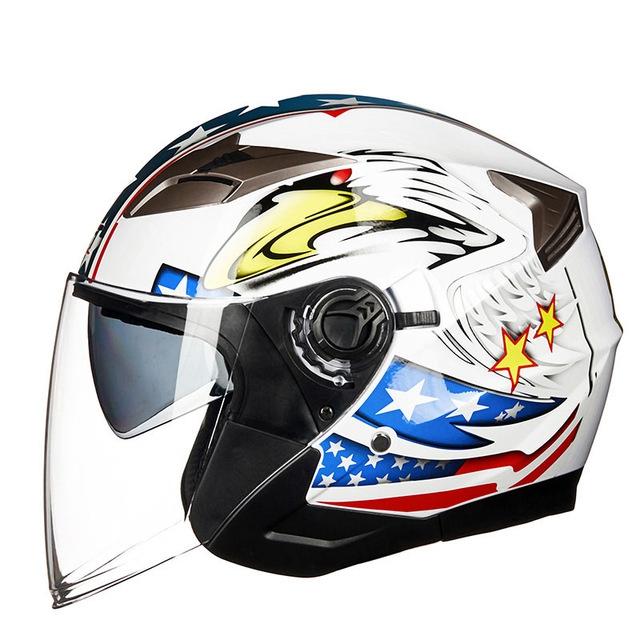 Unisex Safe Head Protection Summer Motorcycle Helmet Double Lens Half Helmet