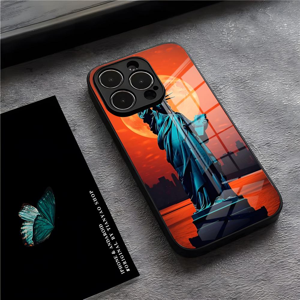 

Statue Of Liberty Phone Case For IPhone 17 Pro Max 15 Pro 16 14 Plus 12 13 Mini 11 Pro Shockproof Glass Cover iPhone16
