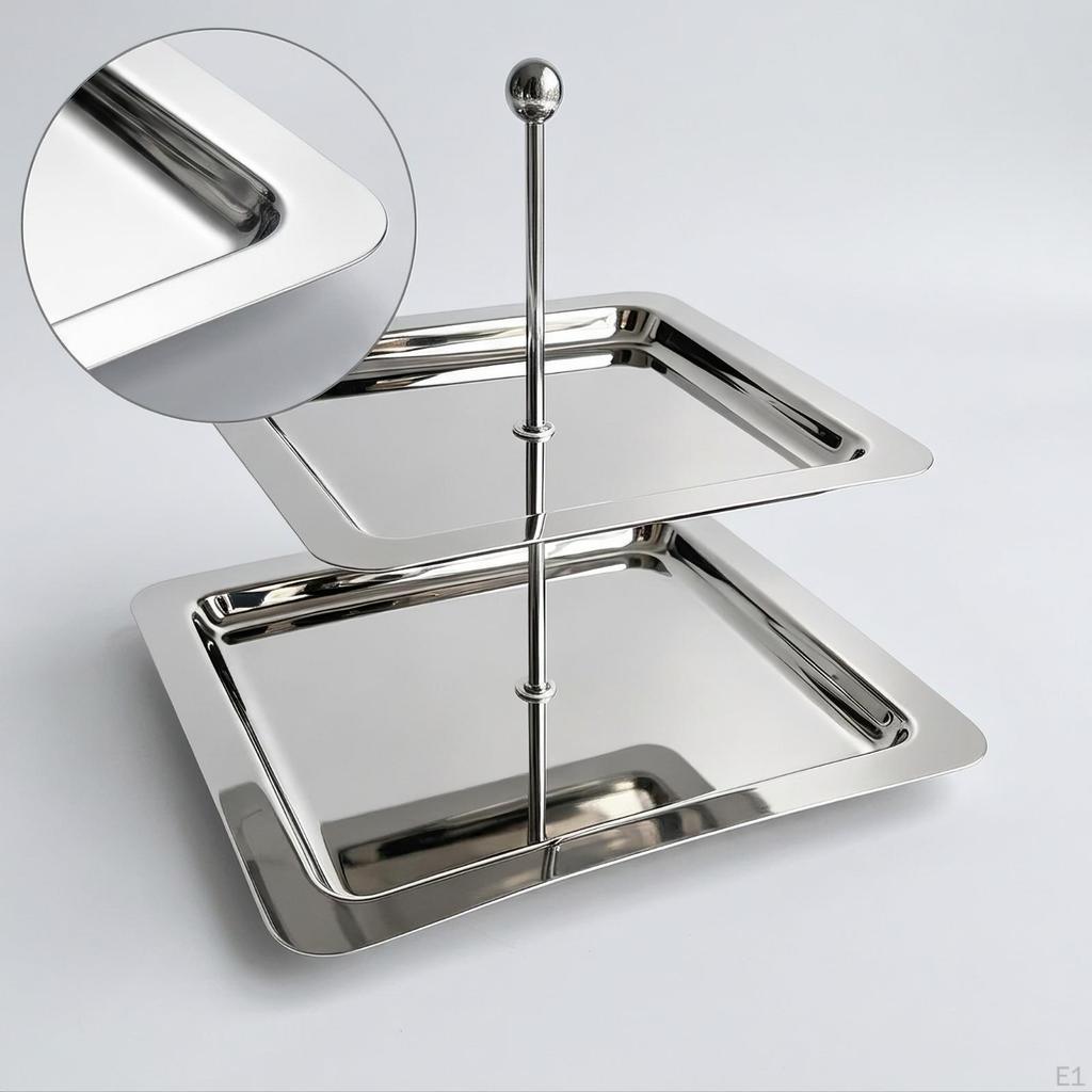 2-Tier Dessert Stand Polished Tiered Serving Tray Food Safe for Parties