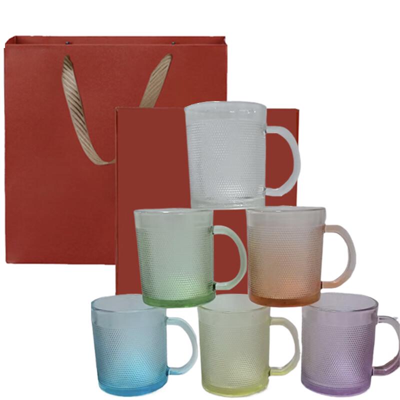 Набор из 6 цветных стеклянных пиал с ручками Лу Фэн Лай