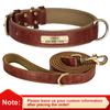 Personalized Dog ID Collar With Leash Soft Padded PU Leather Dogs Collar and Leash Set Anti-lost Tag For Small Medium Large Dogs