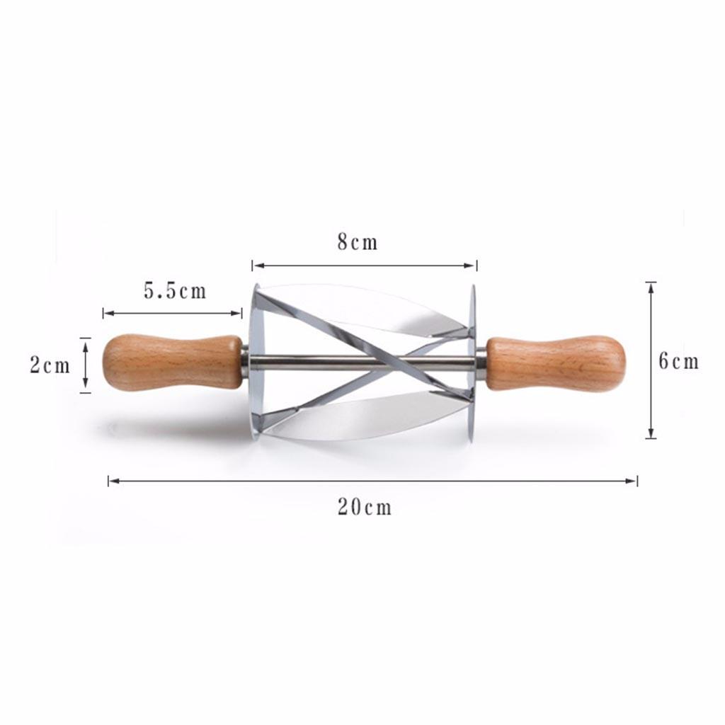 Sagit Stainless Steel Dough Croissant Rolling Pin Roller Cutter Baking Tool DIY