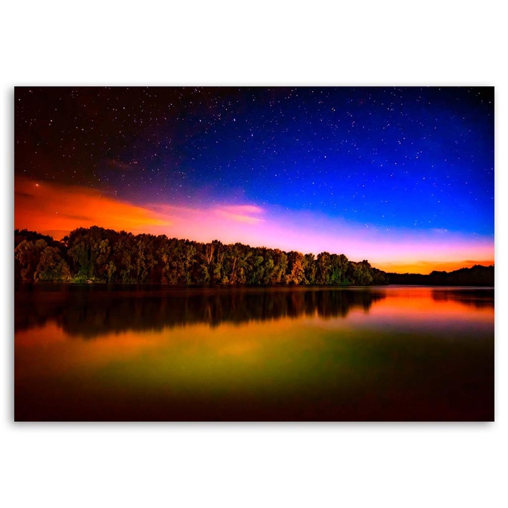 Imprimare pe pânză, Apus de soare peste un lac