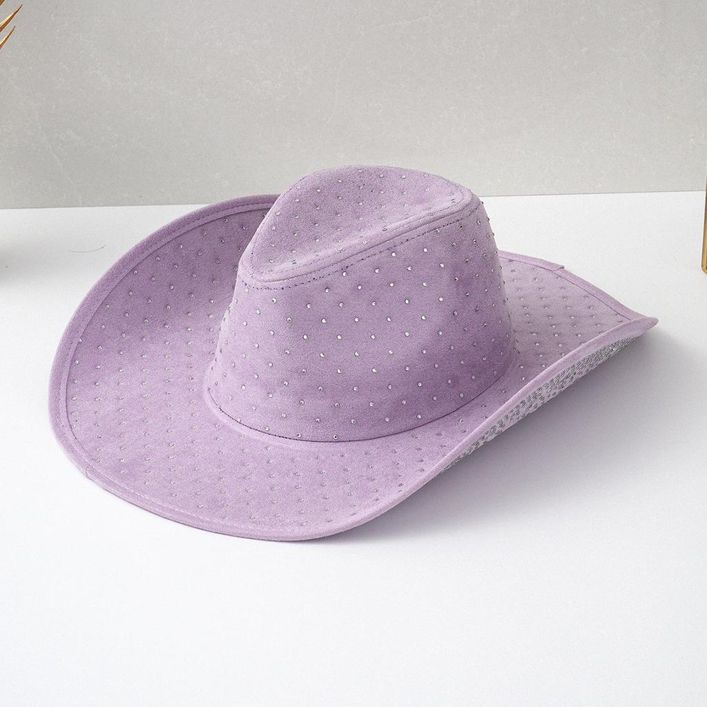 Popular solid color men's and women's YK style western cowboy hat suede ins style luxury full hat full diamond hat