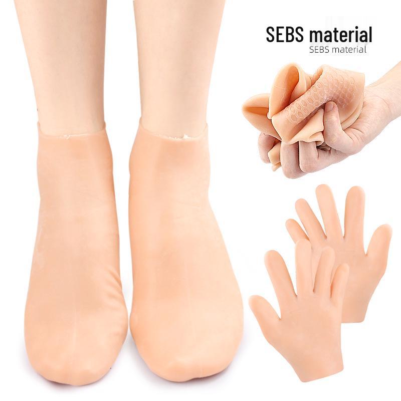 Gel-Wabensohlen-Socken & ätherische Öl-Handmasken - Weiche, stoßdämpfende, hautfreundliche, druckentlastende Socken & Handpflege-Handschuhe
