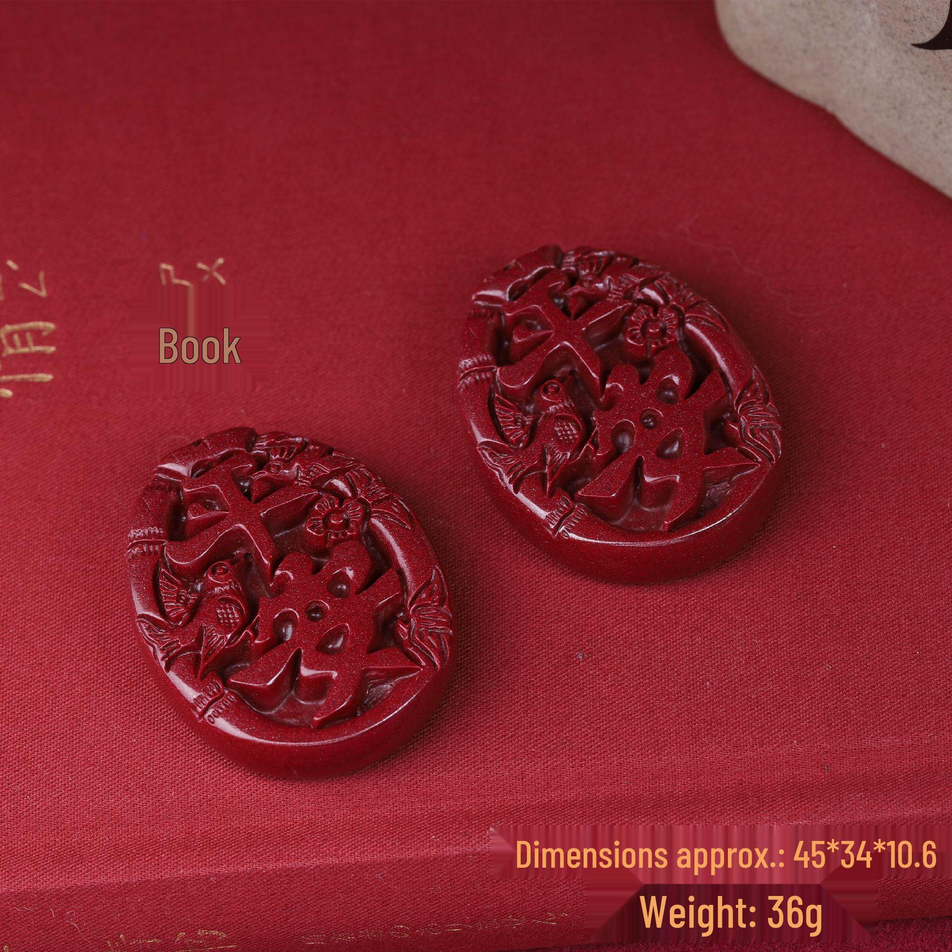 Purple Gold Sand Double-Sided Cinnabar Bird Pendant Keyring Zodiac Charm
