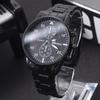 Black Steel Strap Watch Stainless Steel Strap Men's Thin Fashion Geneva Men's Watch Business