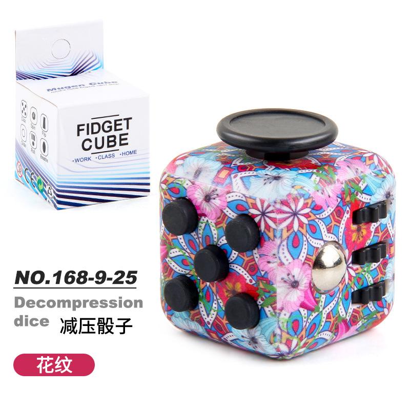 New Strange Toy Decompression Dice Uv Printing Rainbow Decompression Dice Six-Sided Rubik'S Cube, Anti-Anxiety Finger Rubik'S Cube