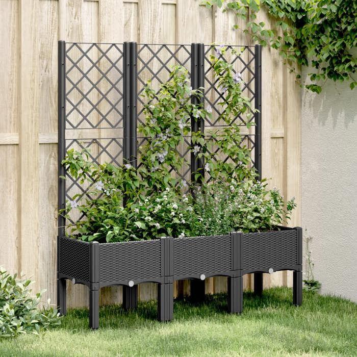 VidaXL Planter with Trellis, Raised Bed, Flower Box, Plant Pot, Flower Box Garden Patio Terrace Outdoor, 367928