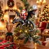Christmas Door Window Decor Santa Claus Dragon Rider Ornament, 2D Acrylic Red Unique Xmas Ornament for Home with Flying Tree Hanging Decorations