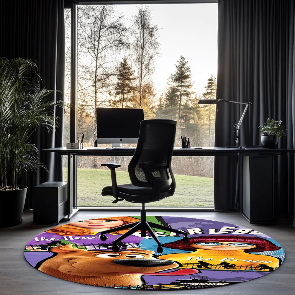 Scooby-Doo Printed Round Rug Carpet Chair Rug Area Rug Entryway Doormats,for Office Chair Living Room Bedroom Kitchen Room.