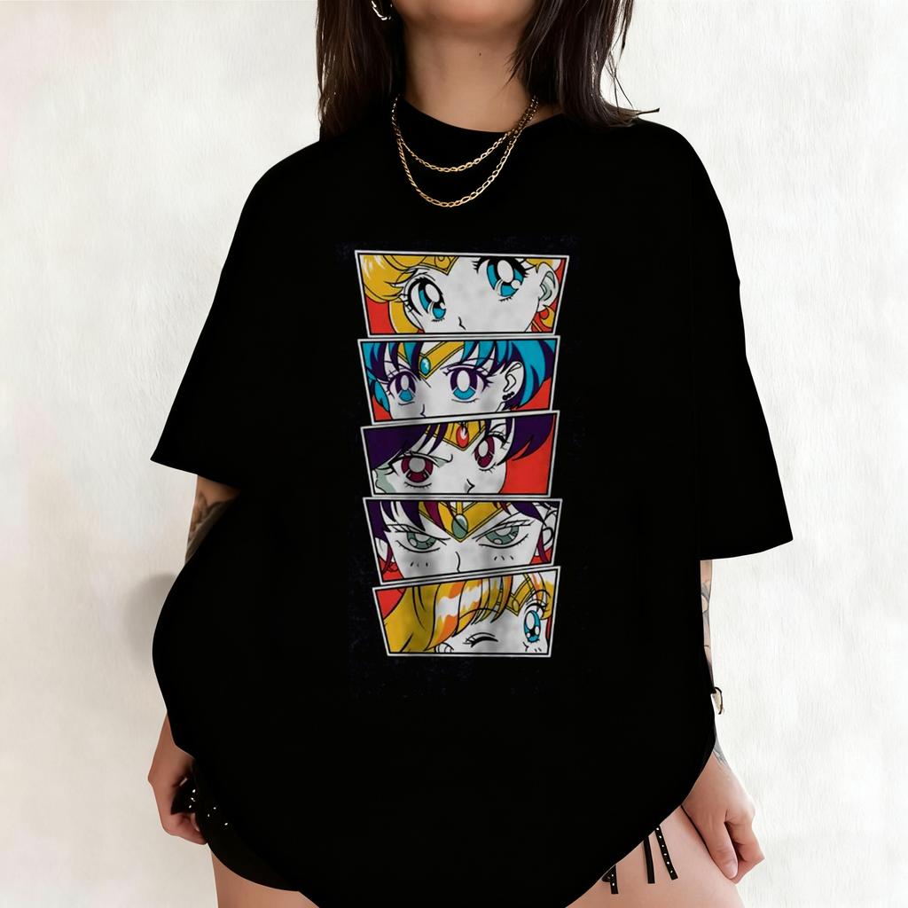 2026 New Edition Sailor Moon Retro Pattern Summer Pure Cotton Mens and Womens TShirt Street Casual Trendy Short Sleeve