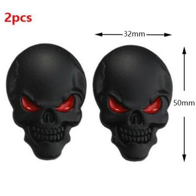 2x 3D grote zwarte metalen schedel skelet boze bot auto embleem badge sticker sticker