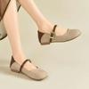 Retro style Mary Jane single shoes women's spring 2025 new French with skirt flat bottom shallow mouth splicing small leather shoes
