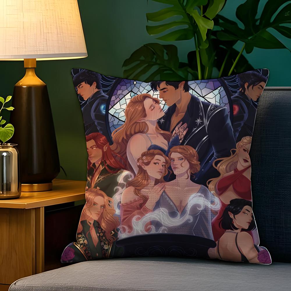 Fantasy Novel AA Court of Thorns and Roses Pillow Case Natural Linen Pillow Case DoubleSided Decor Sofa Pillowcase Home Decor
