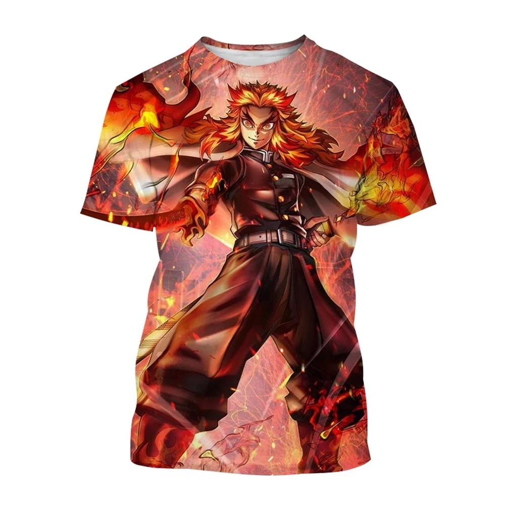 Hot Selling Anime Cartoon Characters of Rengoku Kyoujuru Hot Blooded Hip-hop Cool Street Personality 3D Printed T-shirt