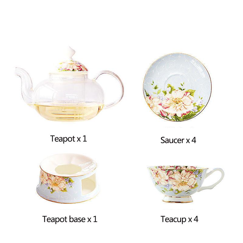 Szklany Zestaw do Herbaty Europejski Dom Gotowany Czajnik do Kwiatów Ceramiczny Czerwony Zestaw Filiżanek do Herbaty Pełny Zestaw Popołudniowy Zestaw do Herbaty Można Podgrzewać