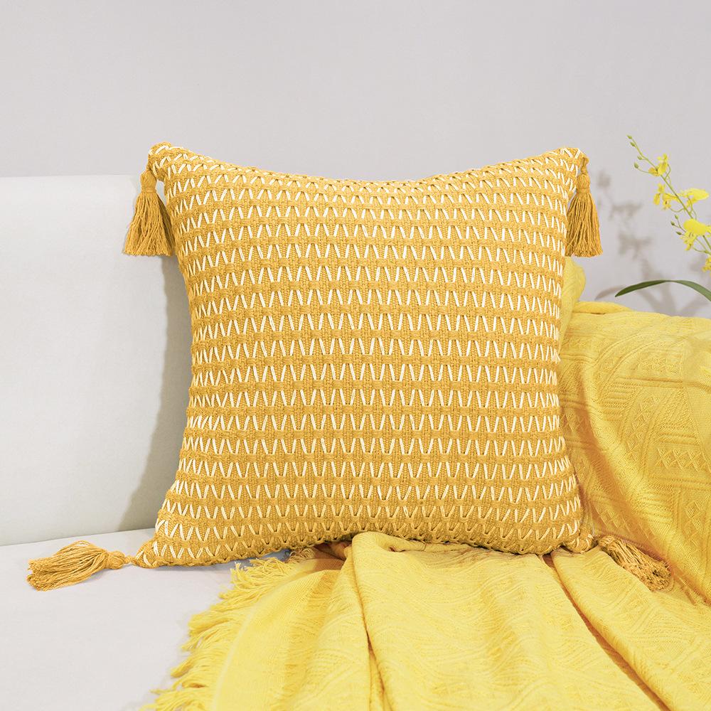 Pernă decorativă cu franjuri jacquard Nordic simplu îngroșat nisip husă de pernă