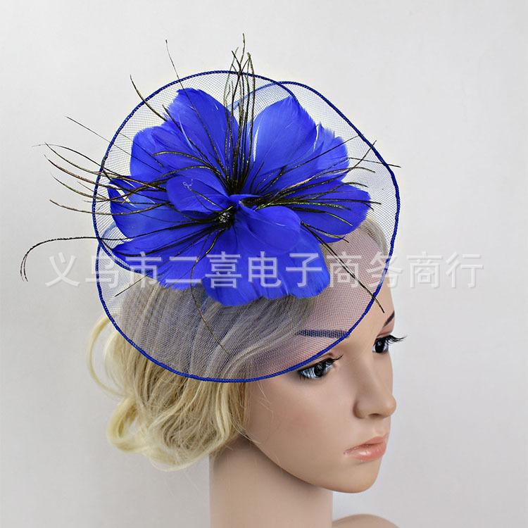 New color optional bridal headgear top hat wedding lace head flower wedding mesh hair accessories, feathers