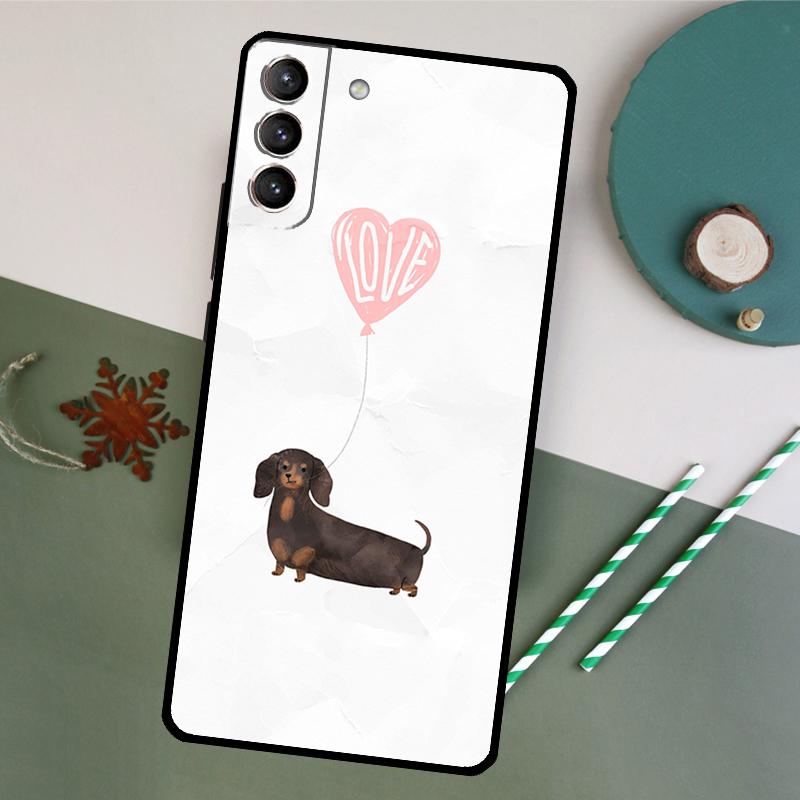 Cute Dachshund Dog Case For Samsung Galaxy S23 S22 S21 Ultra S20 FE S10 S9 Note 10 Plus Note 20 Ultra Cover
