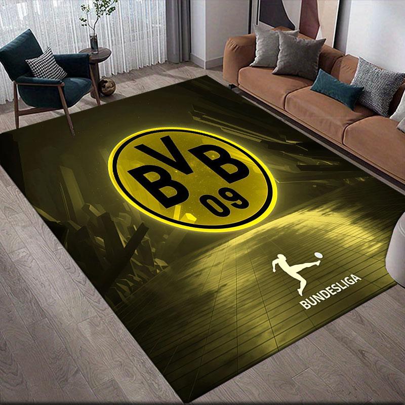 Dortmund Flannel Printed Carpet, Home Sofa Decoration for Living Room & Bedroom, Non‑Slip Play Flannel Floor Mat for Game Room