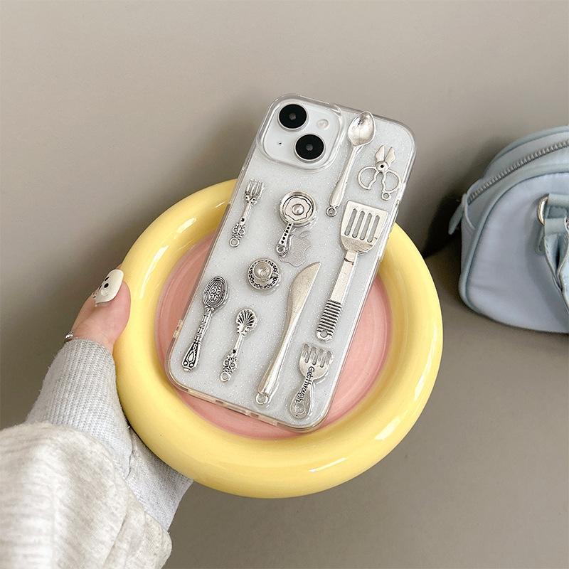 

Simulated Small Kitchenware Knife and Fork Phone Case for IPhone15Promax Epoxy for Apple17 Premium 16 For iPhone 17Promax