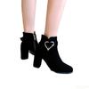 Large Size Autumn and Winter Fashion New Item Pointed Suede and Velvet Women's Single Boots Thick Heel Fashionable Women's Boots