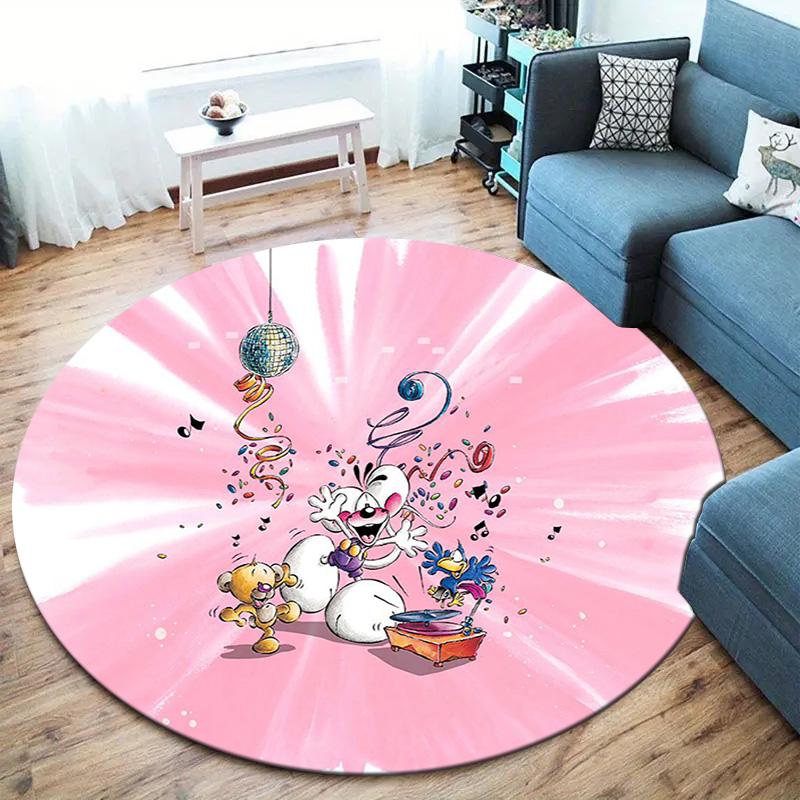 Diddl Round Area Rug,Carpet Rug for Living Room Bedroom Sofa Playroom Decor,Non-slip Floor Mat