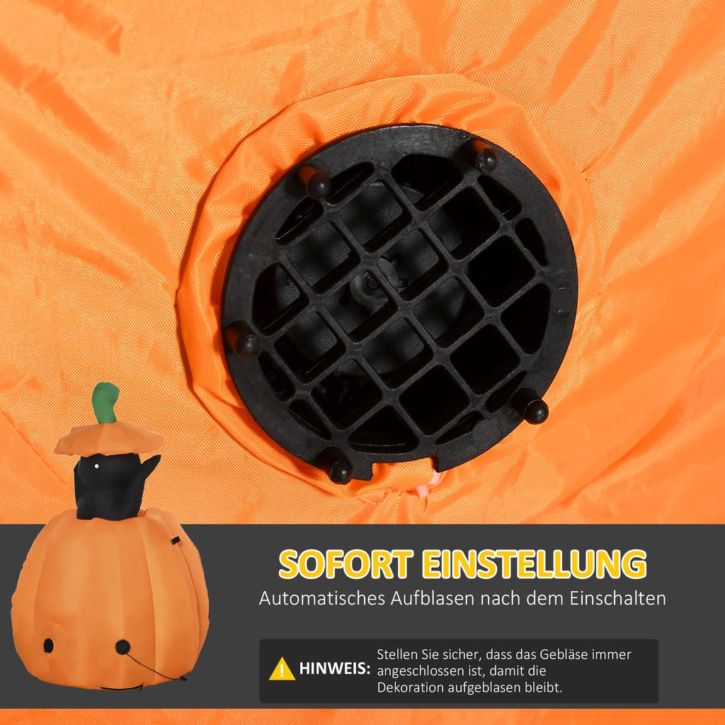 Self-inflating Halloween Decoration Halloween Pumpkin, Incl LEDs Outdoor Weatherproof, 76 X 64 X 115cm, Orange