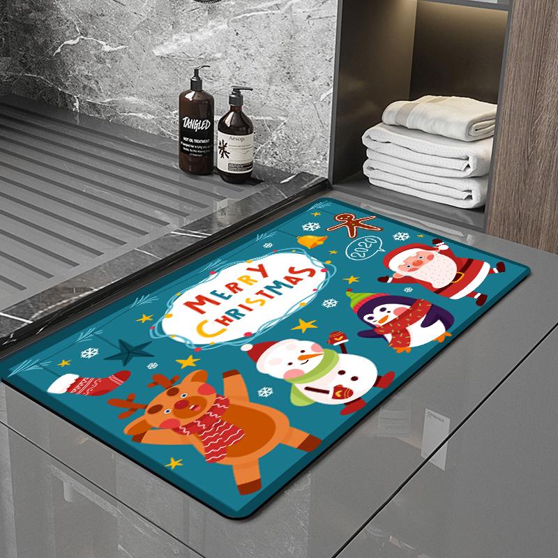 SANFAN Customizable Christmas Multipurpose Floor Mat Doorway Bath Mat Kitchen Mat