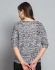 MONTE CARLO Womens Printed Black & White Round Neck 3/4 Sleeve Top