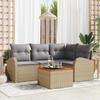Garden Sofa Set 5 pcs Beige and Light Grey Poly Rattan