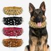 Anti-bite Spiked Dog Collars Adjustable Widen PU Leather Pet Necklace Heavy Duty Sharp Rivets Pet Collar Outdoor Dog Walking