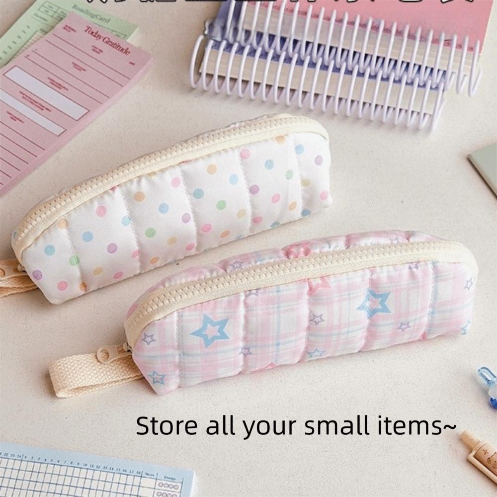 Lattice Pencil Bag Large Capacity Pen Box Korean Style Pencil Case Portable