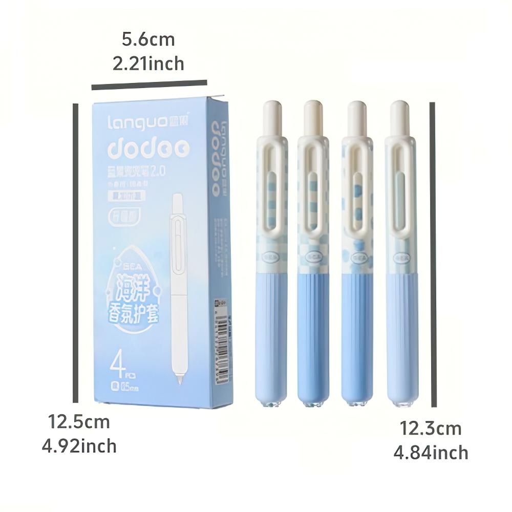 4pcs Pocket Gel Pens Set 0.5mm Ballpoint Smooth Black Ink for Office And School Writing