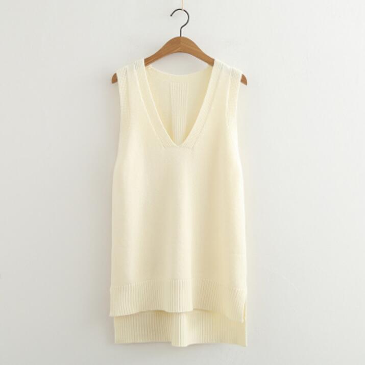 2019 Jarní V Neck Dámské Svetry Vesta Bez rukávů Pletený Dámský Bavlna Měkké Elastické Pevné Pulovry