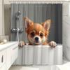 Chihuahua Shower Curtain Cute Dog Peeking Over Tub Print Waterproof Polyester Bathroom Decor Bath Curtain