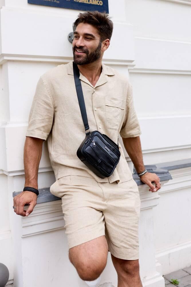 Men's Shoulder Bag Made Of Natural Leather - Rovicky