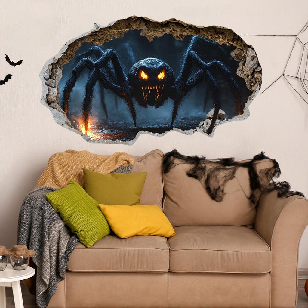 New Creative 3D Wall-breaking Giant Spider Wall Stickers For Decorating The Living Room And Bedroom Background Self-adhesive Wall Stickers.