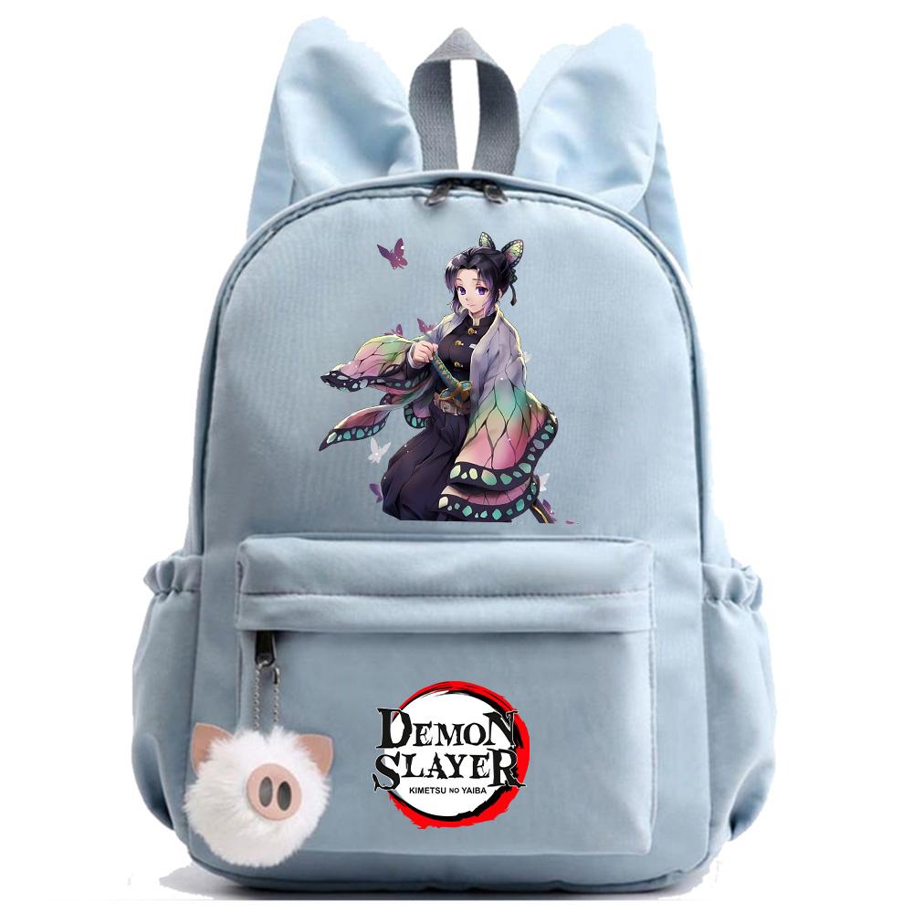 Anime Cartoon Demon Slayer Aufdruck Rucksack für Teenager Kinder Schüler Schultasche Mädchen Damen Große Kapazität Wasserdicht Reisetasche Geschenk Mochila