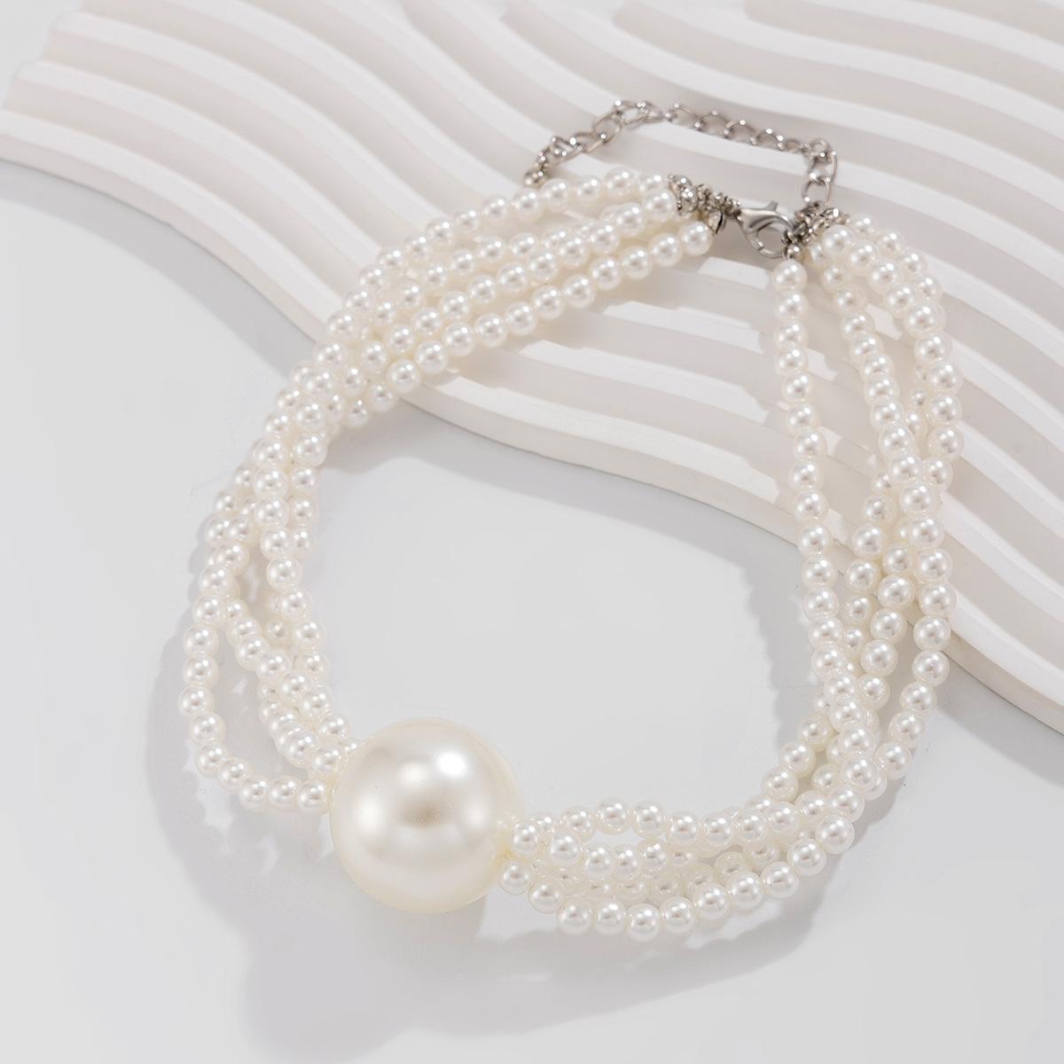 Retro Imitation Pearl Bead Necklace Women Multilayer Jewelry Accessories