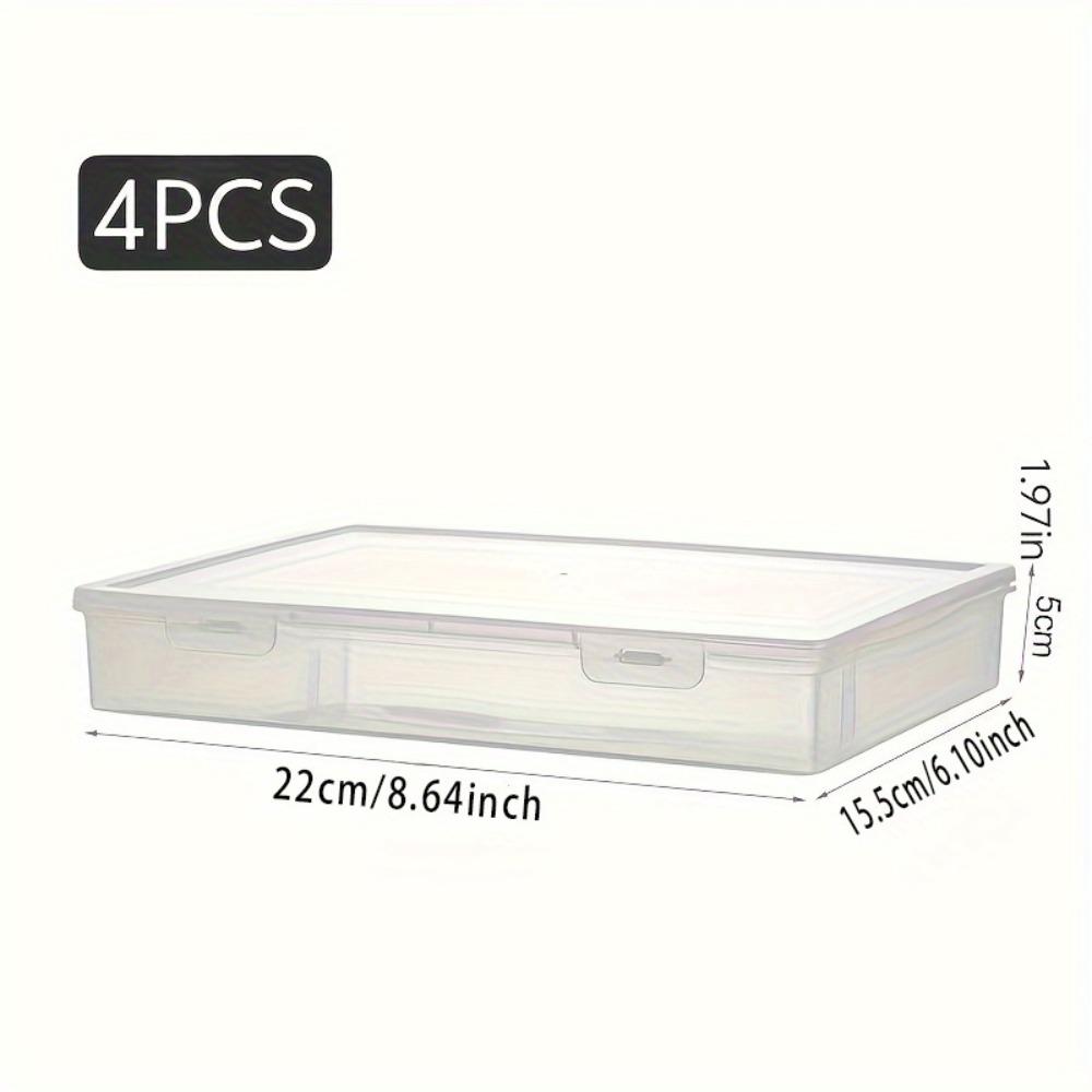4-Pack Clear Plastic Storage Boxes with Lids - Durable Desktop Organizer for Office, School Supplies & Documents