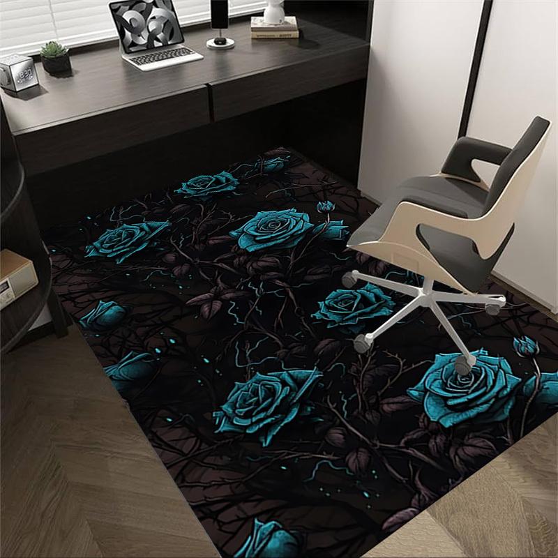

1pc Rose Flowers Carpet Anti Slip Polyester Floor Mat for office,Bedroom 60cm by 90cm
