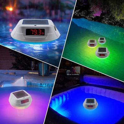 Bezdrátový plovoucí bazénový teploměr se solárním napájením, LED displejem a RGB barevným cyklickým světlem, vodotěsný IP68 pro monitorování bazénu