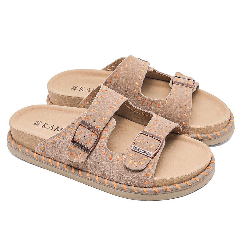 

3777 one-word slippers women s outer wear spring and summer new cork platform beach sandals 36